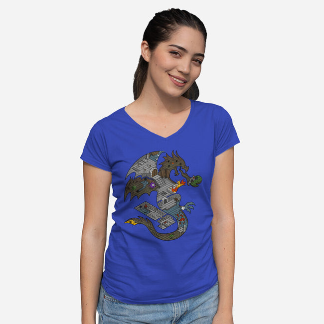 Dungeons in Dragons-womens v-neck tee-Paul Simic