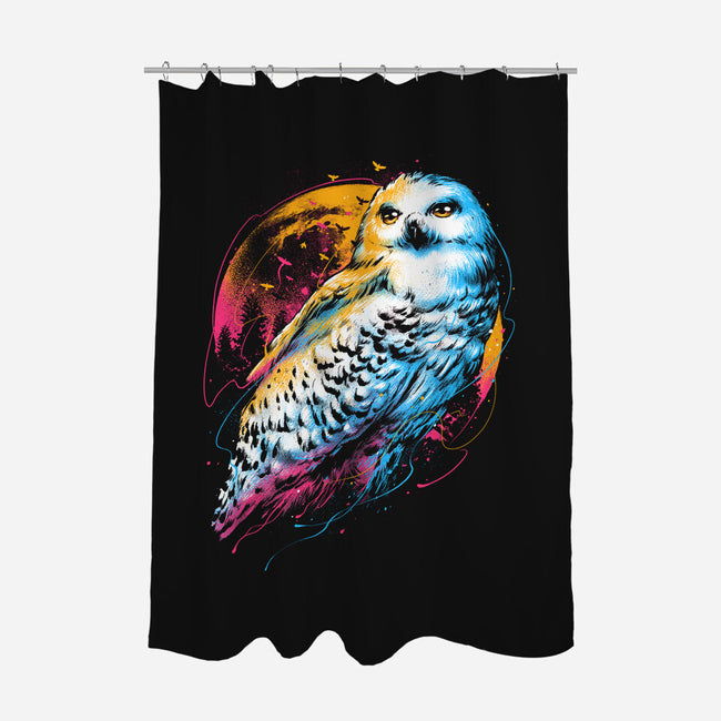Colorful Owl-none polyester shower curtain-glitchygorilla