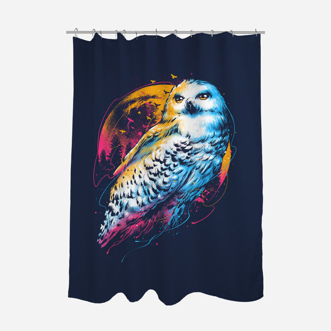 Colorful Owl-none polyester shower curtain-glitchygorilla