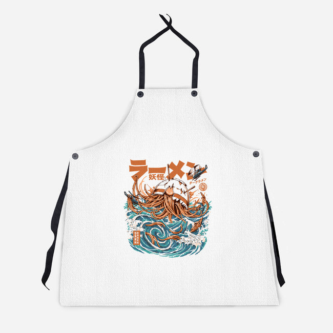 Dark Great Ramen Off Kanagawa-unisex kitchen apron-ilustrata