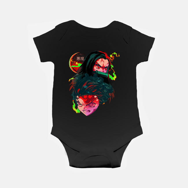 Demon Slayer Siblings-baby basic onesie-heydale