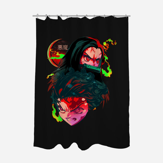 Demon Slayer Siblings-none polyester shower curtain-heydale
