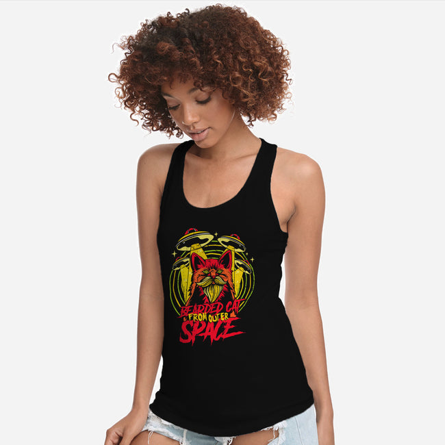 Bearded Cat From Outer Space-womens racerback tank-Paul Hmus