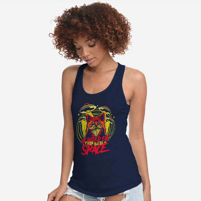 Bearded Cat From Outer Space-womens racerback tank-Paul Hmus