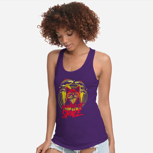 Bearded Cat From Outer Space-womens racerback tank-Paul Hmus