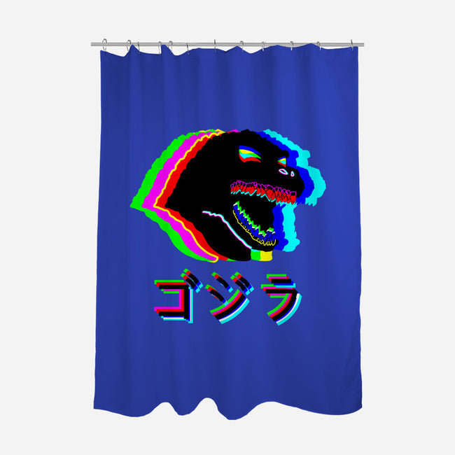 Glitchzilla-none polyester shower curtain-Rogelio