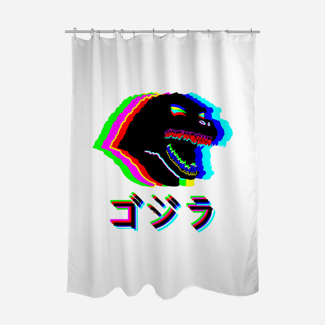 Glitchzilla-none polyester shower curtain-Rogelio