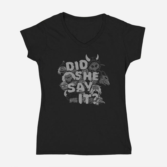 Did She Say It?-womens v-neck tee-8BitHobo