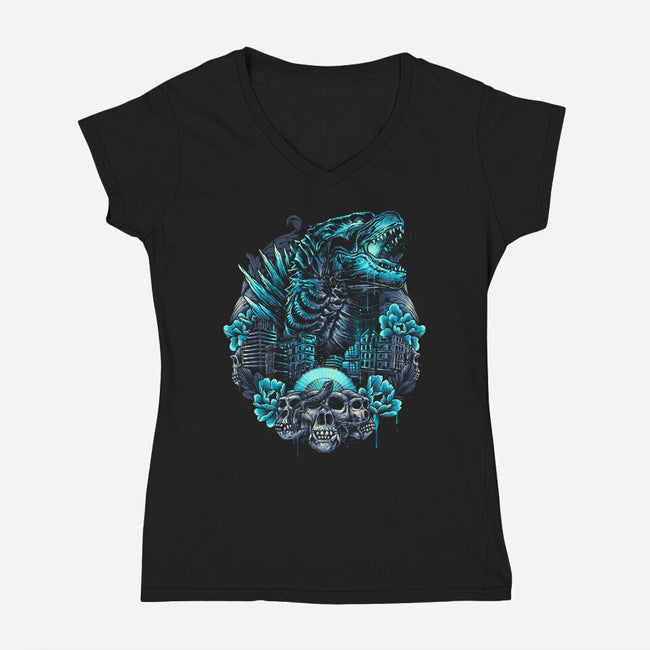 Rise From The Depths-womens v-neck tee-glitchygorilla