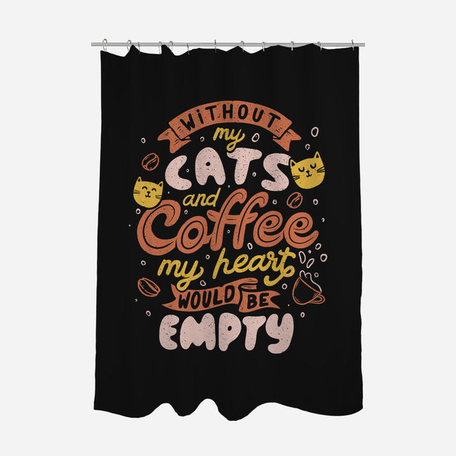 Cats and Coffee-none polyester shower curtain-eduely