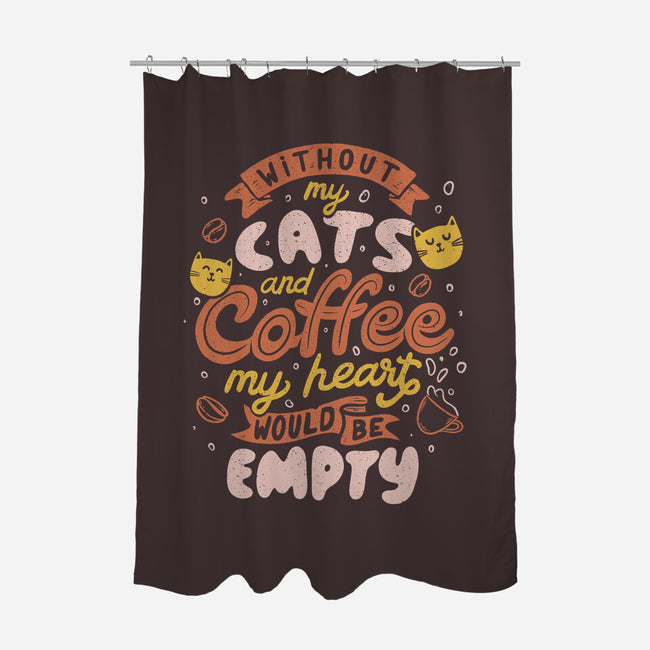 Cats and Coffee-none polyester shower curtain-eduely