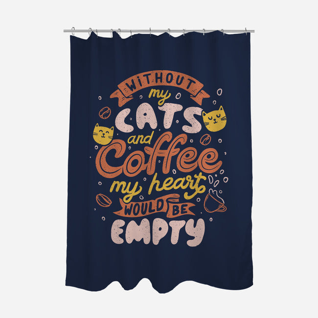 Cats and Coffee-none polyester shower curtain-eduely