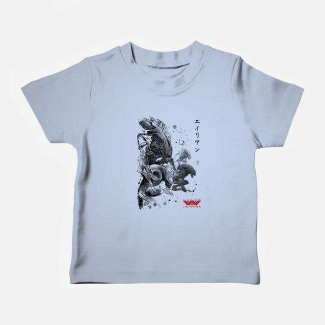 Xenomorphs Invasion Sumi-E-baby basic tee-DrMonekers