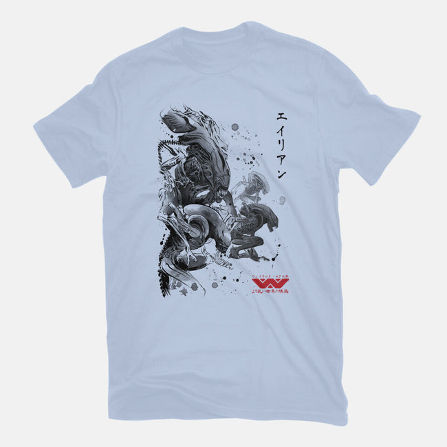 Xenomorphs Invasion Sumi-E-mens basic tee-DrMonekers