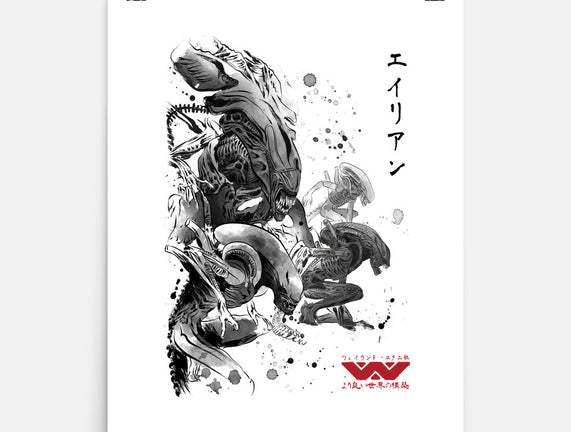 Xenomorphs Invasion Sumi-E