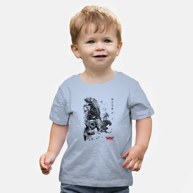 Xenomorphs Invasion Sumi-E-baby basic tee-DrMonekers