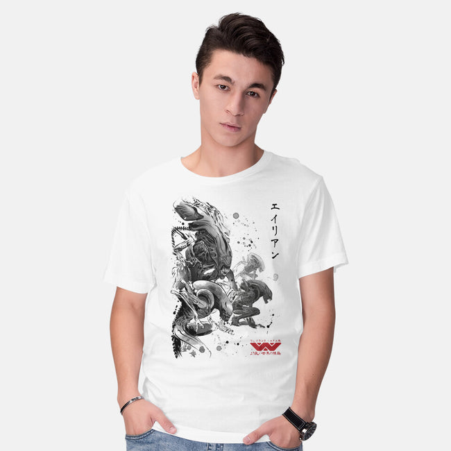 Xenomorphs Invasion Sumi-E-mens basic tee-DrMonekers