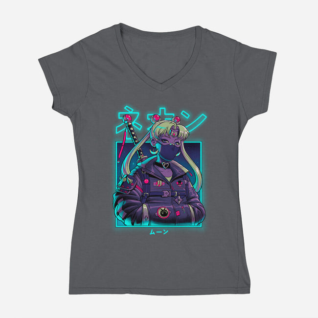 Neon Moon-womens v-neck tee-Bruno Mota