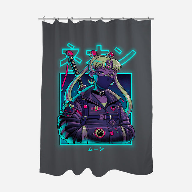Neon Moon-none polyester shower curtain-Bruno Mota