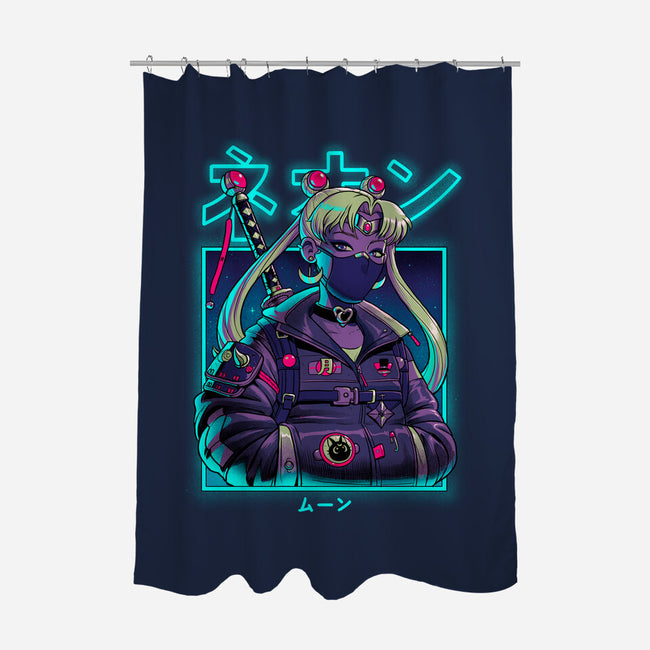 Neon Moon-none polyester shower curtain-Bruno Mota