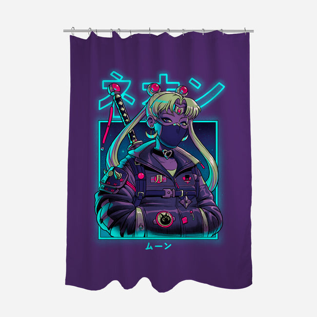 Neon Moon-none polyester shower curtain-Bruno Mota