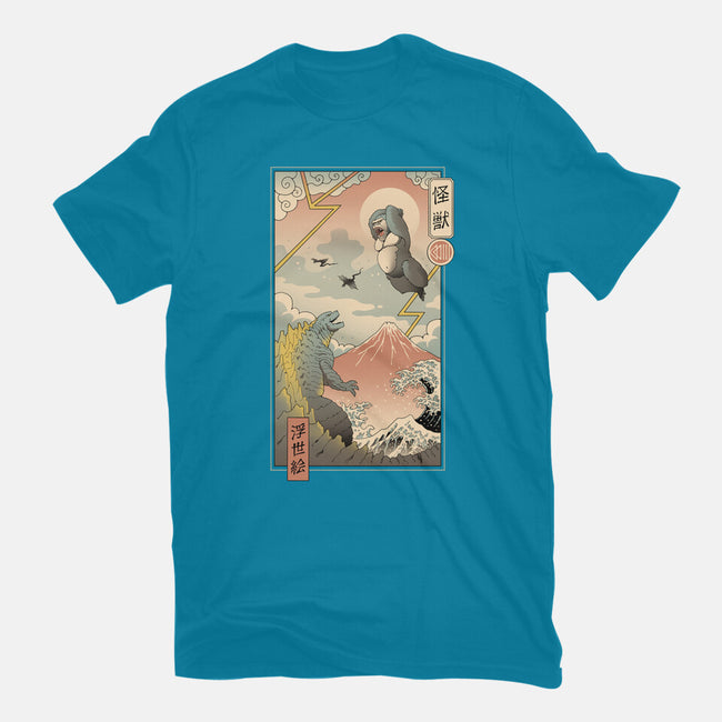 Kaiju Fight In Edo-mens basic tee-vp021