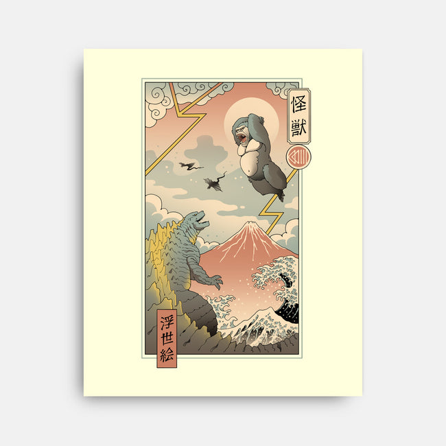 Kaiju Fight In Edo-none stretched canvas-vp021