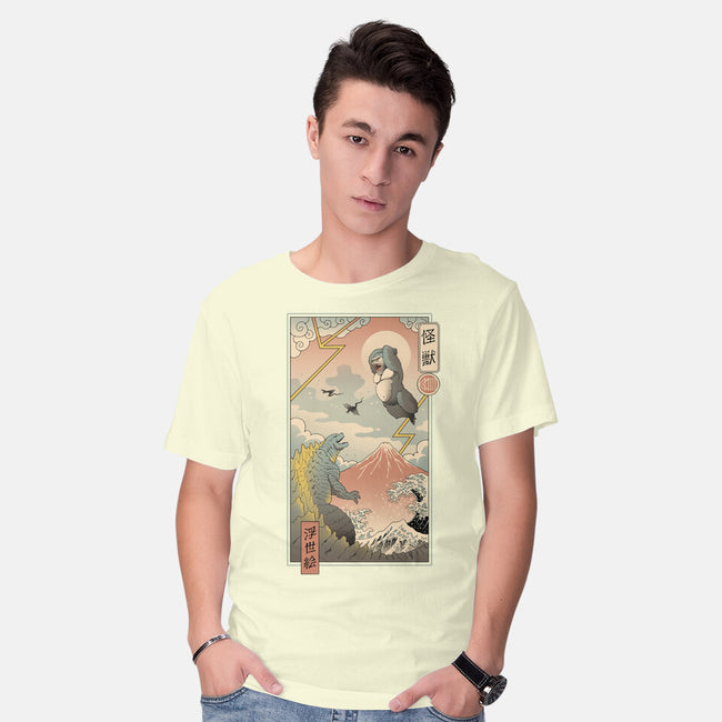 Kaiju Fight In Edo-mens basic tee-vp021