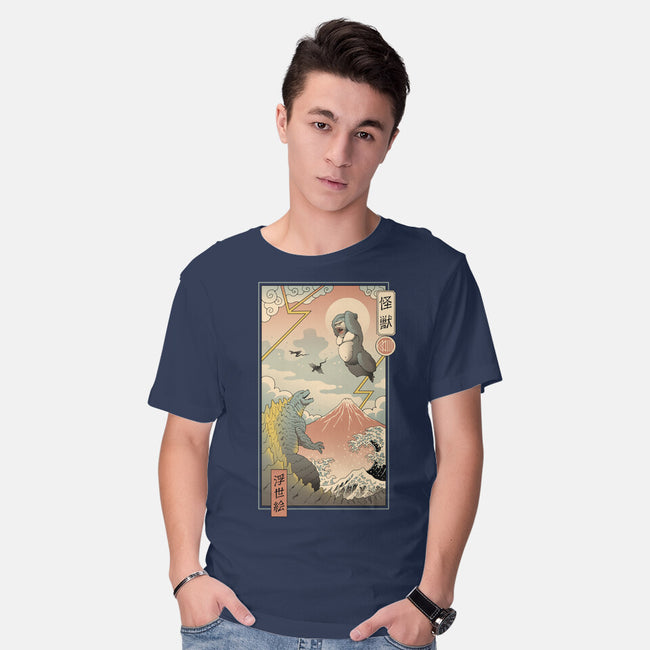 Kaiju Fight In Edo-mens basic tee-vp021