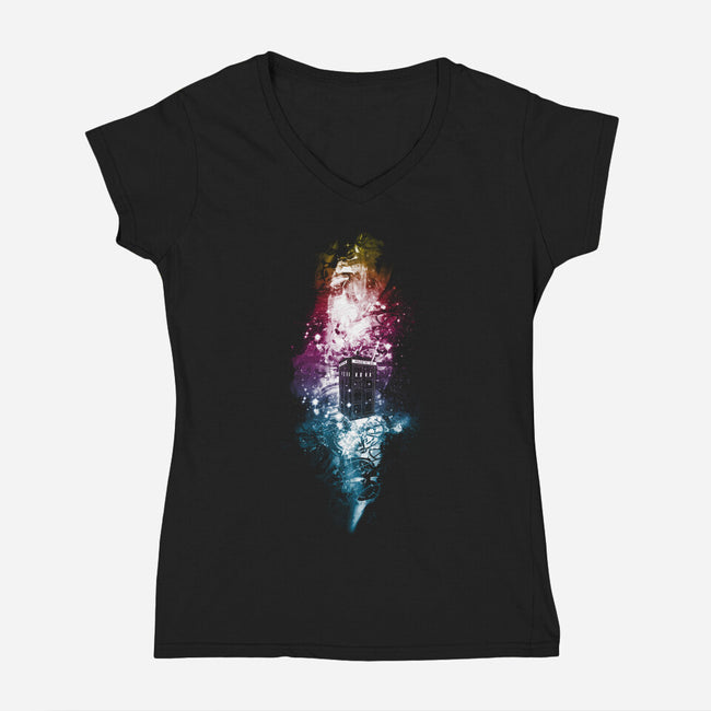 Lost In Multi-Colored Space-womens v-neck tee-kharmazero