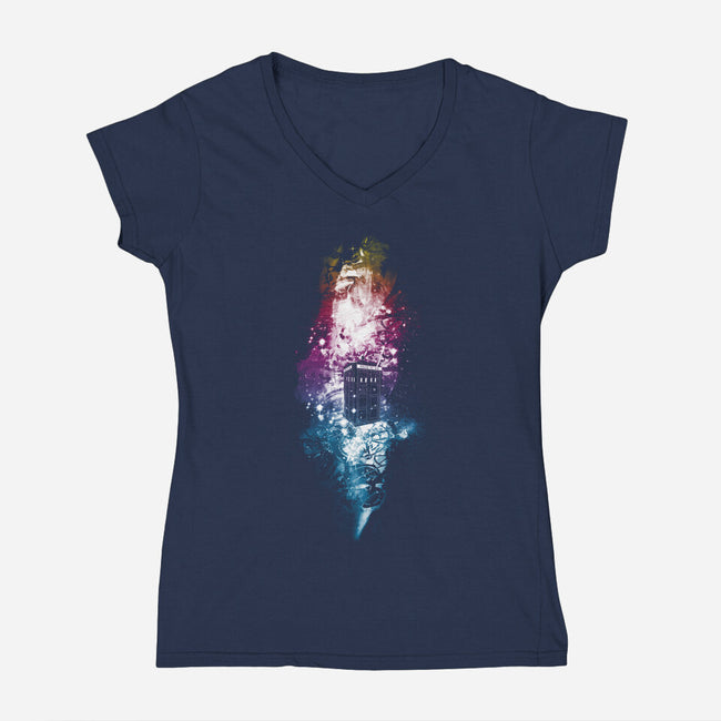 Lost In Multi-Colored Space-womens v-neck tee-kharmazero
