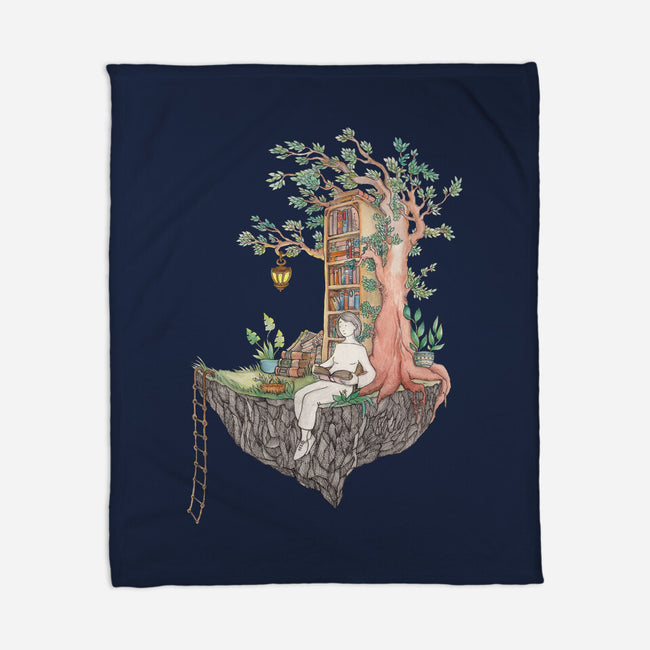 Library Island-none fleece blanket-Disha Lu