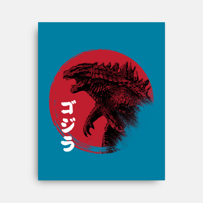 Red Sun Kaiju-none stretched canvas-DrMonekers