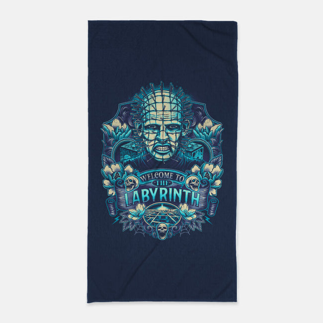 Welcome To The Labyrinth-none beach towel-glitchygorilla
