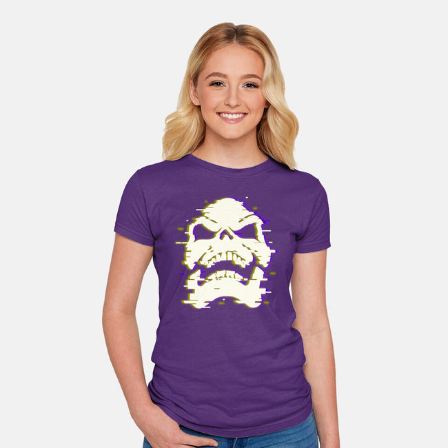 Glitchy Skull-womens fitted tee-Skullpy