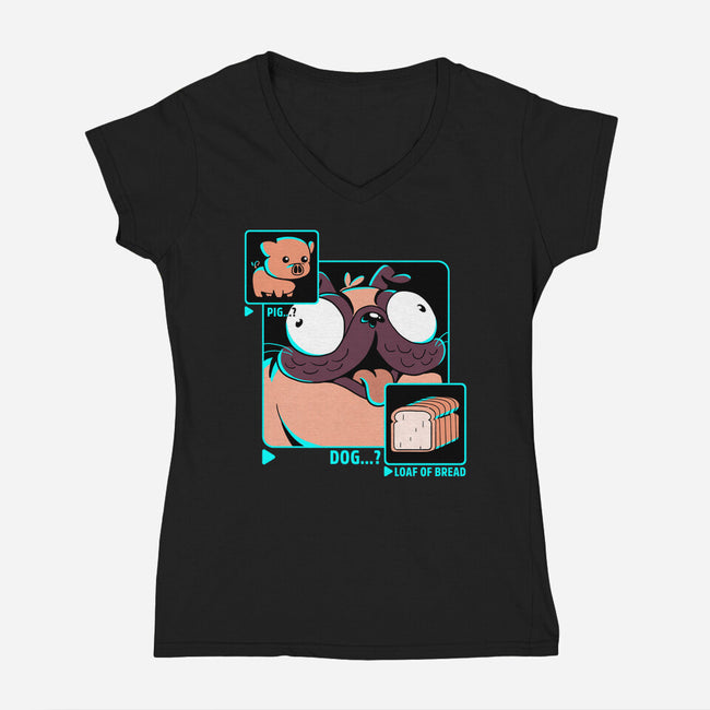 Dog, Pig, Loaf Of Bread-womens v-neck tee-estudiofitas