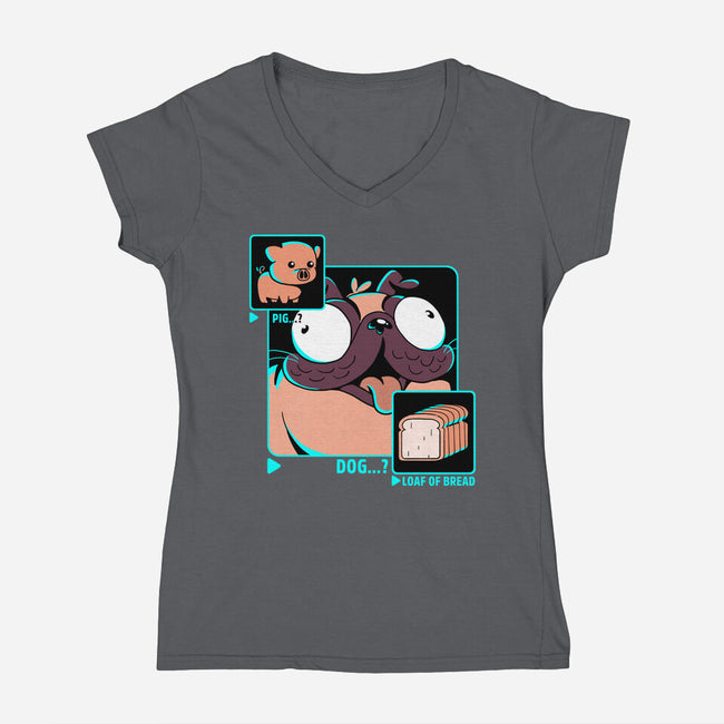 Dog, Pig, Loaf Of Bread-womens v-neck tee-estudiofitas