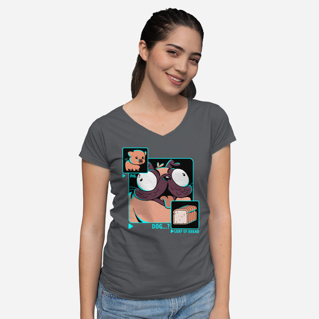 Dog, Pig, Loaf Of Bread-womens v-neck tee-estudiofitas