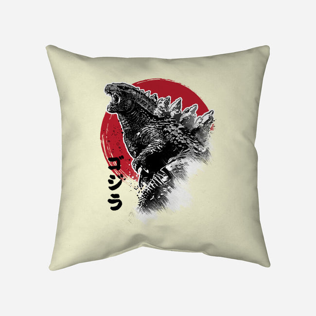 King Gojira-none removable cover w insert throw pillow-DrMonekers