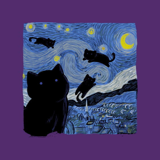 The Starry Cat Night-none stretched canvas-tobefonseca