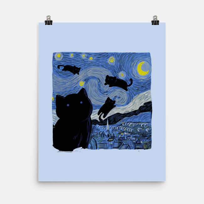 The Starry Cat Night-none matte poster-tobefonseca