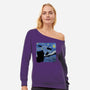 The Starry Cat Night-womens off shoulder sweatshirt-tobefonseca