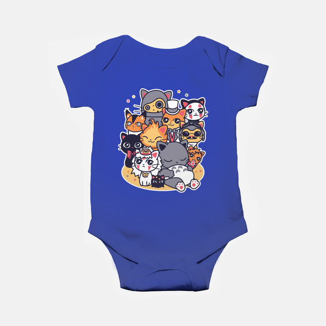 Miyazaki Cats-baby basic onesie-Domii