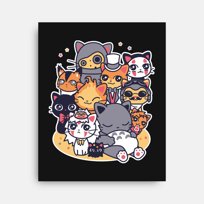 Miyazaki Cats-none stretched canvas-Domii