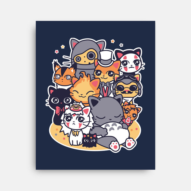 Miyazaki Cats-none stretched canvas-Domii