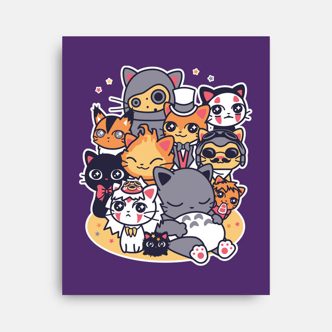 Miyazaki Cats-none stretched canvas-Domii