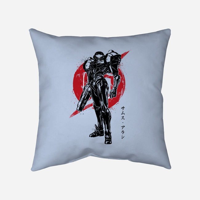 Galactic Bounty Hunter Sumi-E-none removable cover w insert throw pillow-DrMonekers