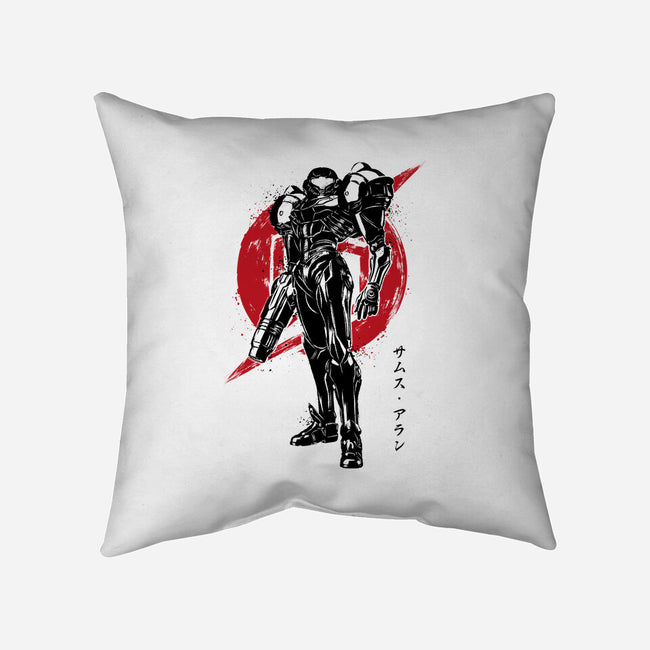 Galactic Bounty Hunter Sumi-E-none removable cover w insert throw pillow-DrMonekers