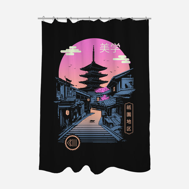Pagoda Wave Aesthetics-none polyester shower curtain-vp021