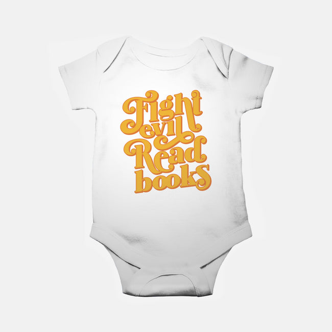 Fight Evil, Read Books-baby basic onesie-Agu Luque
